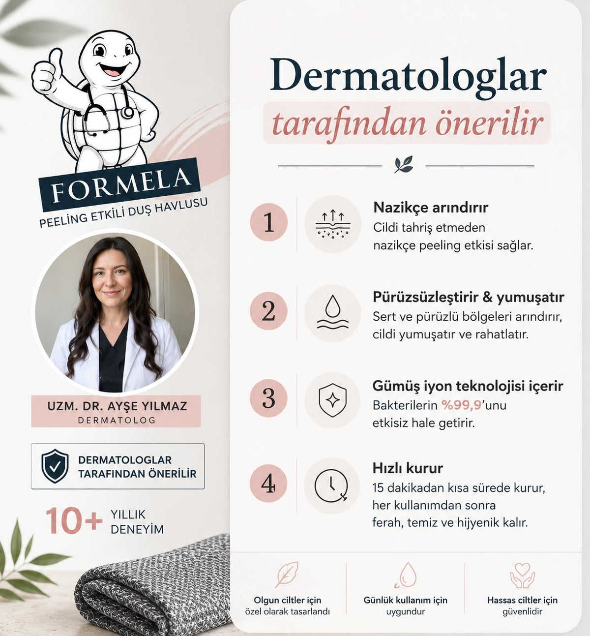 Peeling Etkili Antibakteriyel Duş Havlusu