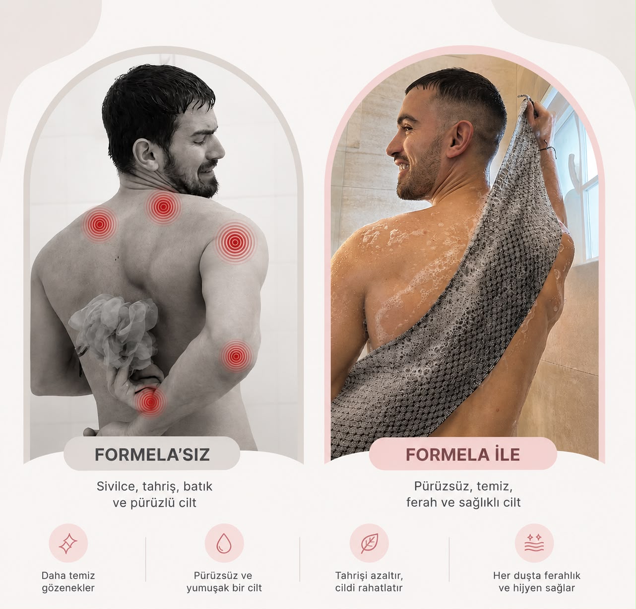Peeling Etkili Antibakteriyel Duş Havlusu