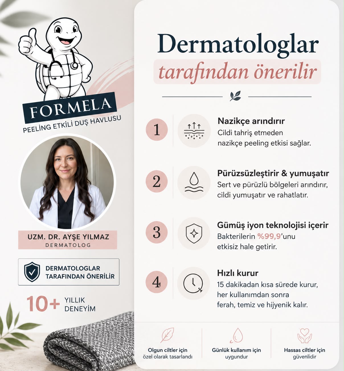 Peeling Etkili Antibakteriyel Duş Havlusu