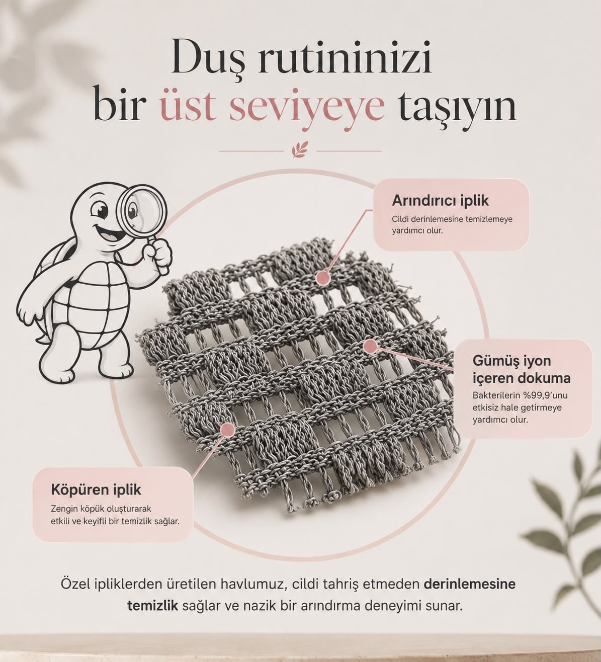 Peeling Etkili Antibakteriyel Duş Havlusu